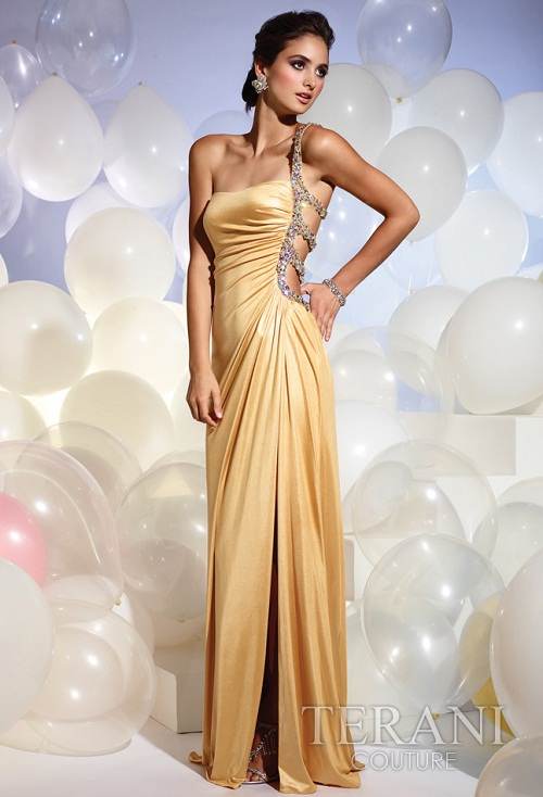 vestidos dorados brillantes 2012
