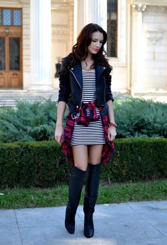 vestidos de invierno con botas largas