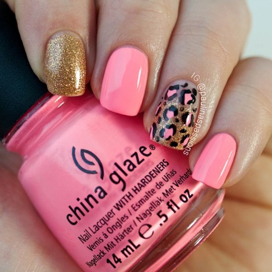 Uñas De Acrilico Rosas Con Dorado . Coquetos Diseños para Uñas de color Rosa y Dorado ...
