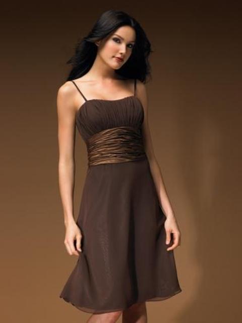 vestidos cortos color marrón