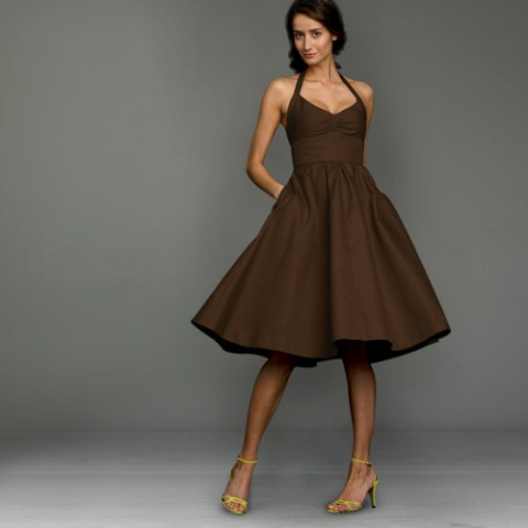 vestidos cortos color marrón