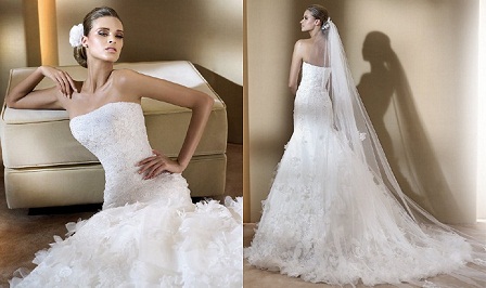 vestidos con plumas para novias