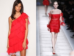 vestidos drapeados color rojo