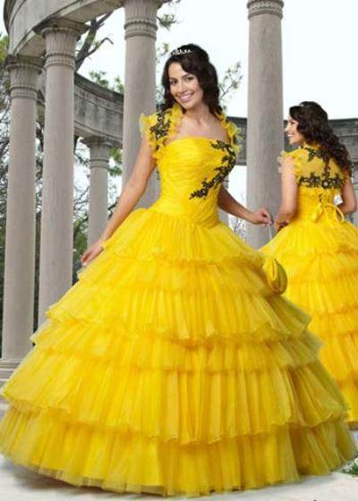 vestidos vaporosos color amarillo