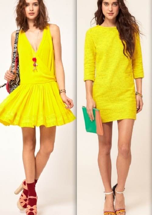 vestidos largos y cortos amarillos