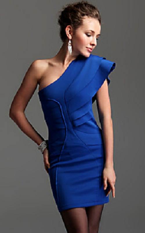 vestidos asimétricos de color azul