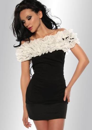 vestidos negros combinados de blanco