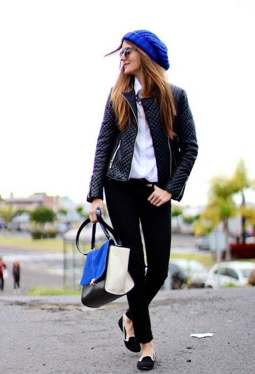 chaqueta cuero negro outfits
