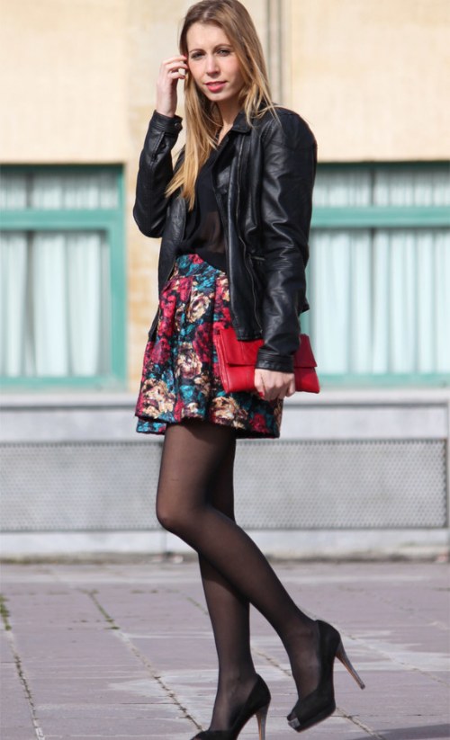 chaqueta cuero negro outfits