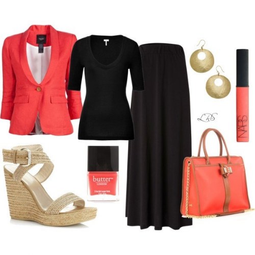 outfits polyvore coral 