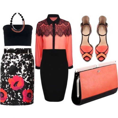 outfits polyvore coral 