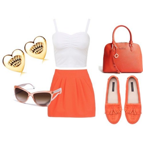 outfits polyvore coral 