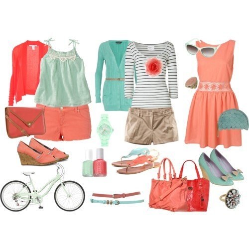 outfits polyvore coral 