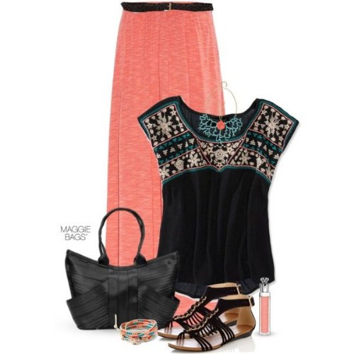 outfits polyvore coral 