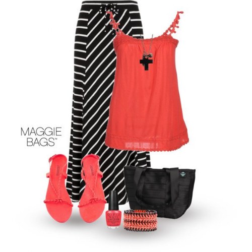 outfits polyvore coral 