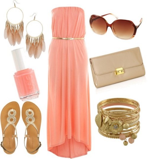 outfits polyvore coral 