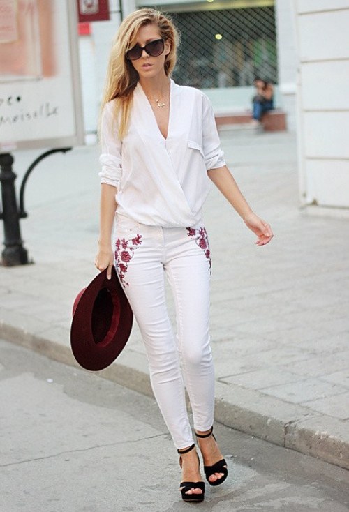 pantalones blanco outfits