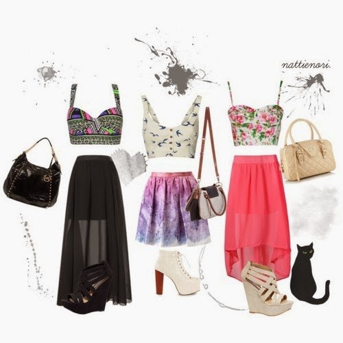 combinaciones outfits con faldas verano polyvore