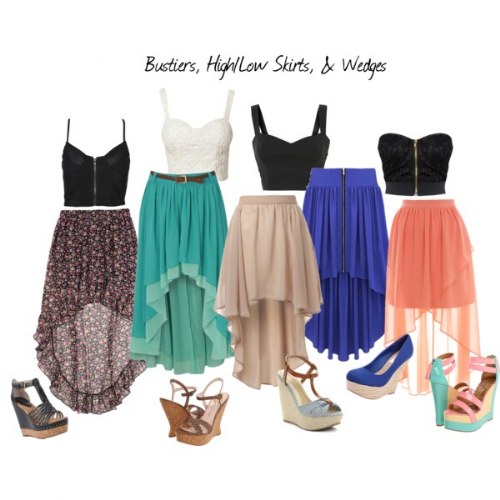 combinaciones outfits con faldas verano polyvore