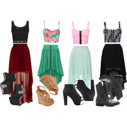 combinaciones outfits con faldas verano polyvore