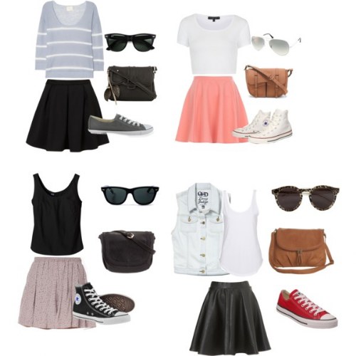 combinaciones outfits con faldas verano polyvore