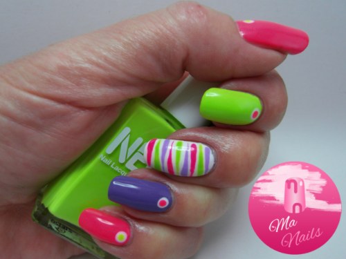 uñas color neon diseños