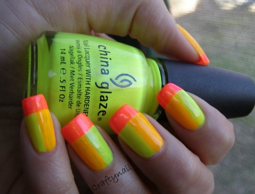 uñas color neon diseños