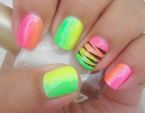 uñas color neon diseños