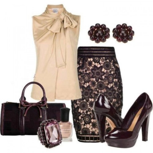 outfits polyvore faldas lapiz