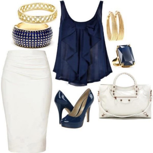 outfits polyvore faldas lapiz