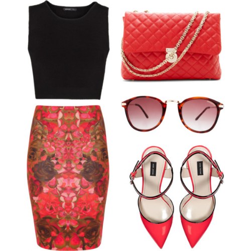 outfits polyvore faldas lapiz