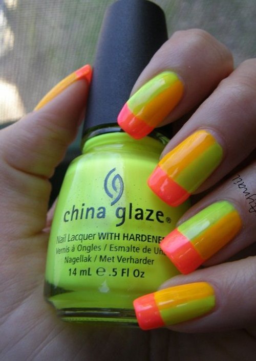 uñas color neon diseños 