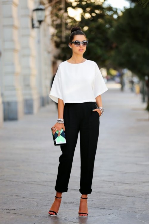 outfits tendencias blanco y negro