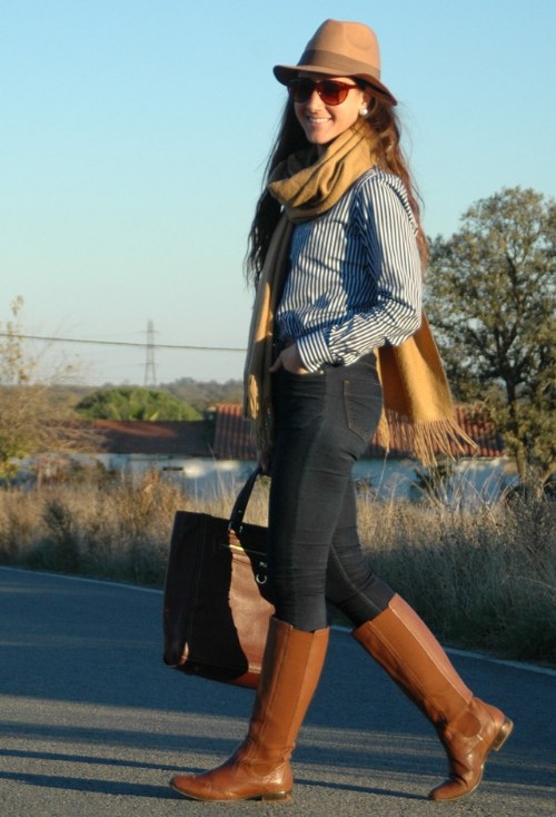 outfits con botas marrones moda otoño