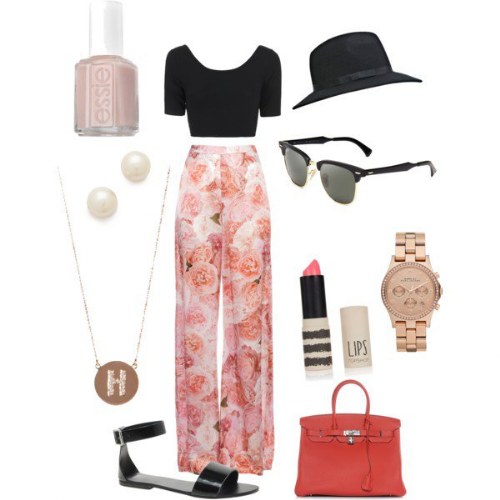 outfits polyvore pantalones palazzos