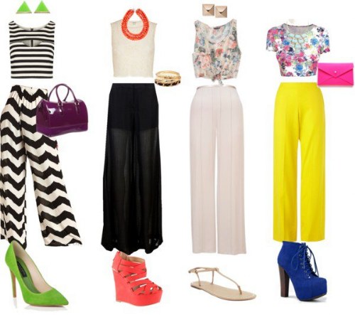 outfits polyvore pantalones palazzos