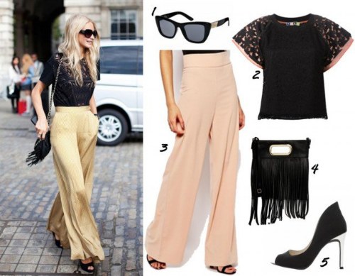 outfits polyvore pantalones palazzos