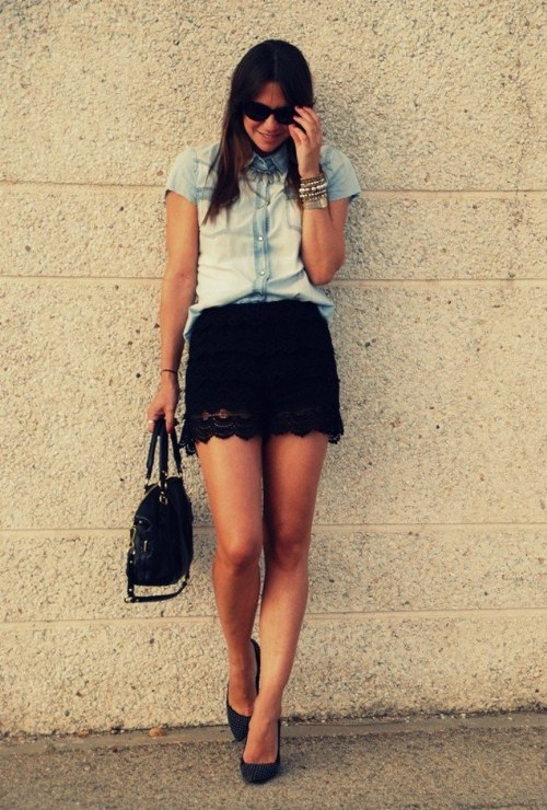 outfits con shorts tejidos crochet