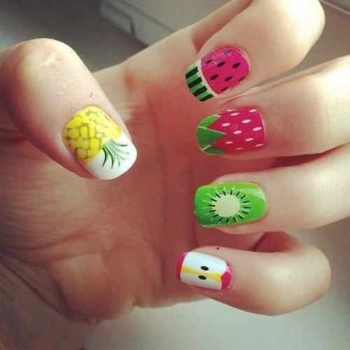 diseños frutas para uñas