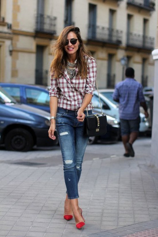 outfits camisas cuadro tartan 