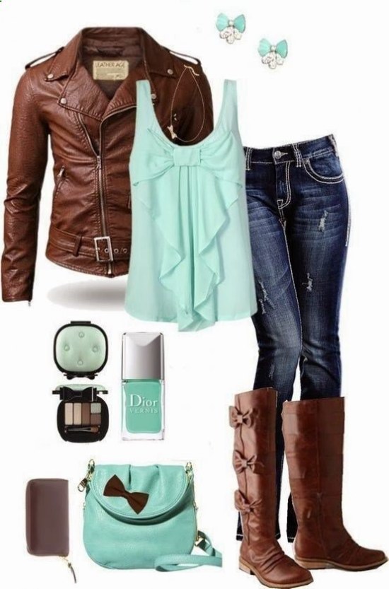 outfits chaquetas de cuero polyvore