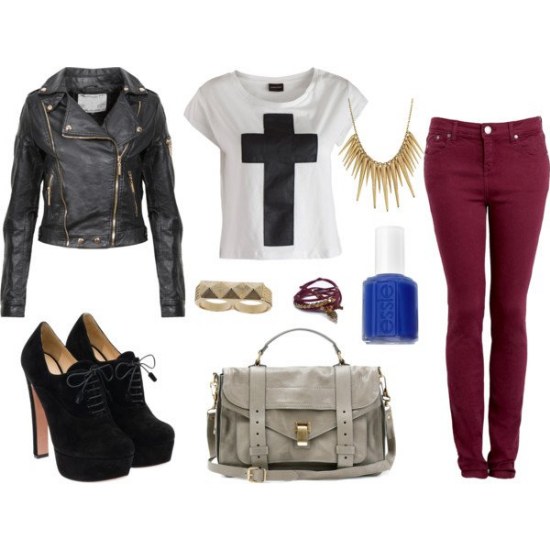 outfits chaquetas de cuero polyvore