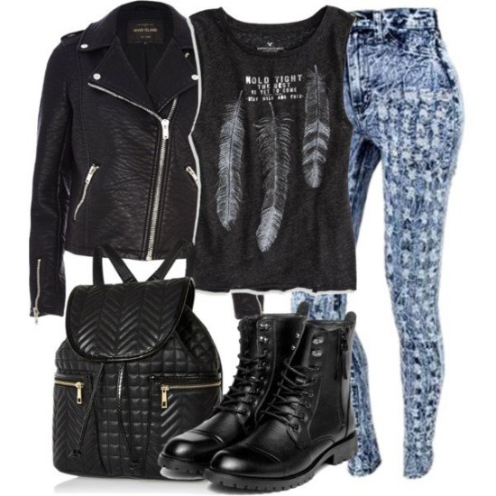 outfits chaquetas de cuero polyvore