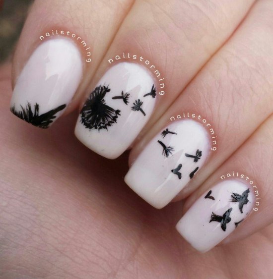 diseños uñas pajaros aves otoños