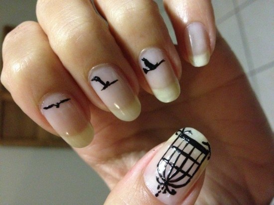 diseños uñas pajaros aves otoños