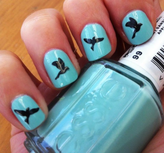 diseños uñas pajaros aves otoños