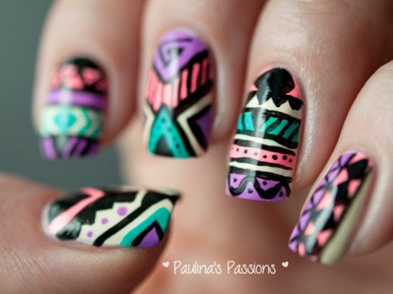 diseños manicure uñas tribales