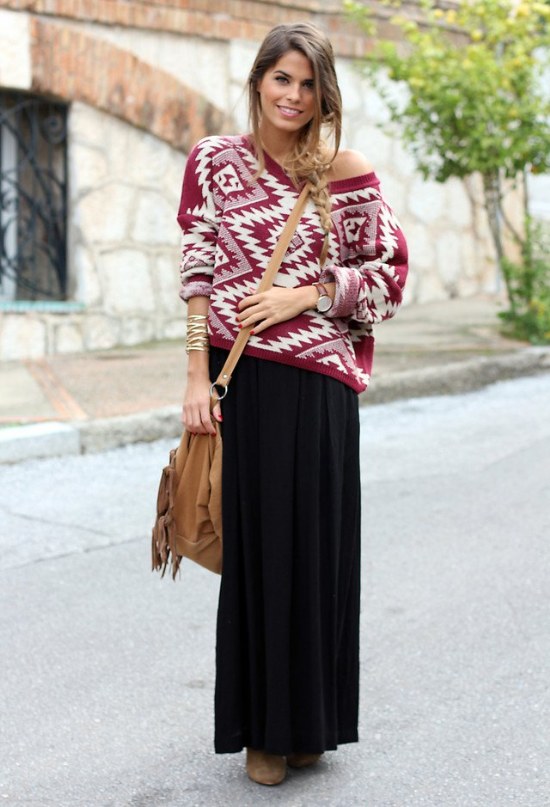 outfits con sueteres tejidos moda otoño