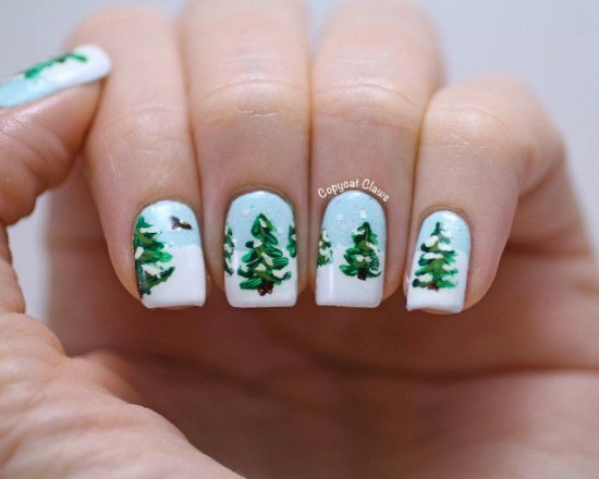 uñas nieve navidad diseños