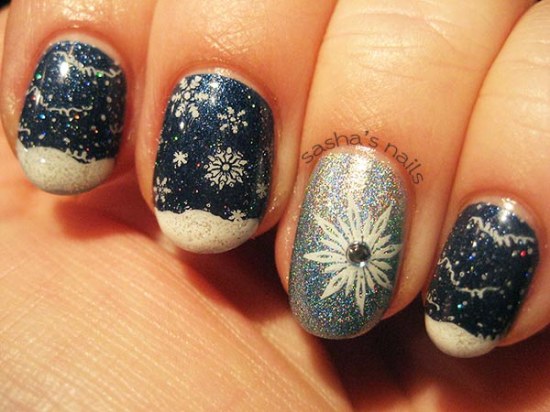 uñas nieve navidad diseños
